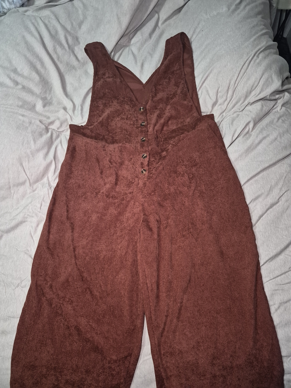 Rust Brown Corduroy Button-Front Jumpsuit
